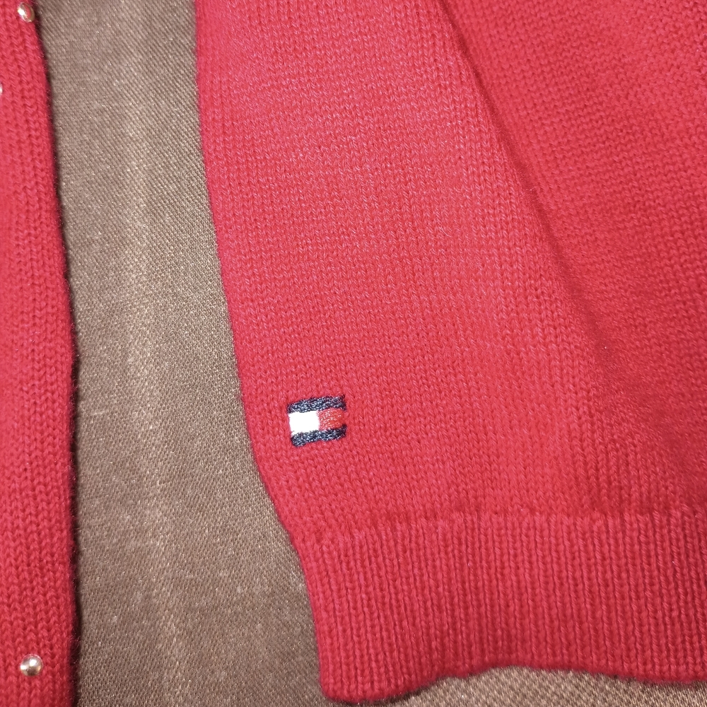 Tommy Hilfiger Red Sweater with Gold Pattern S - Picture 6 of 8